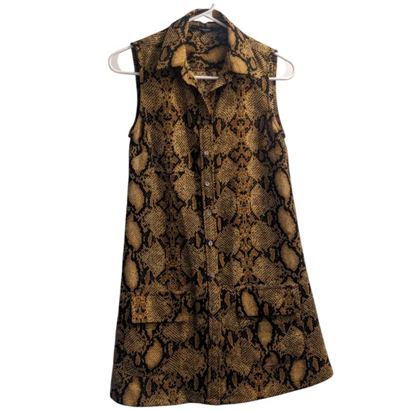 Olivaceous Sleeveless Button Down Snake Print Dress S - Picture 1 of 2